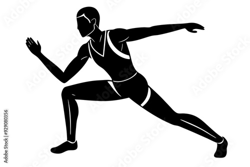 Silhouette of Runner Performing Lunges, Dynamic Exercise Illustration