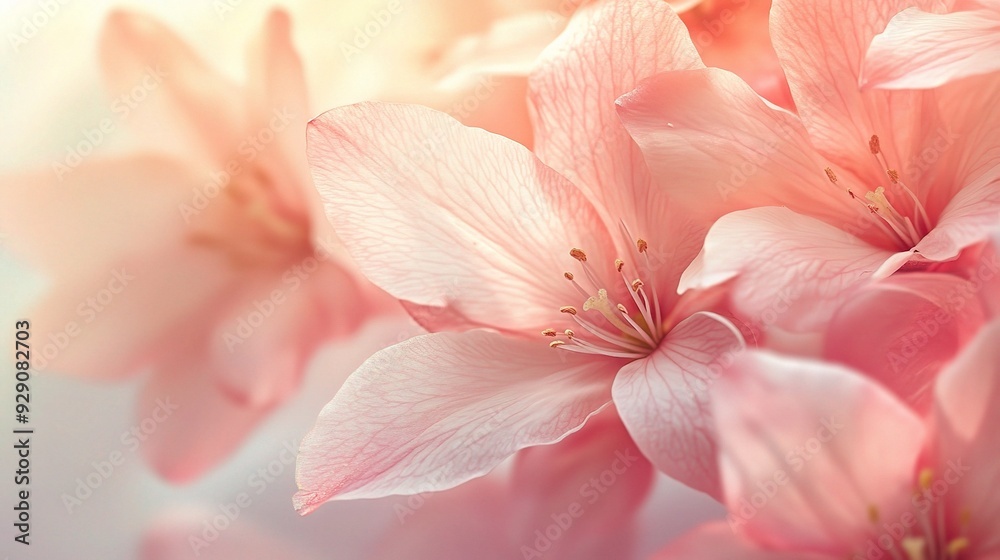 Pink Lily Bloom: Delicate pink lily petals bathed in soft, golden light. A close-up showcasing the intricate details of the flower Pink Lily Bloom: Delicate pink lily petals bathed in soft, golden light. A close-up showcasing the intricate details of the flower