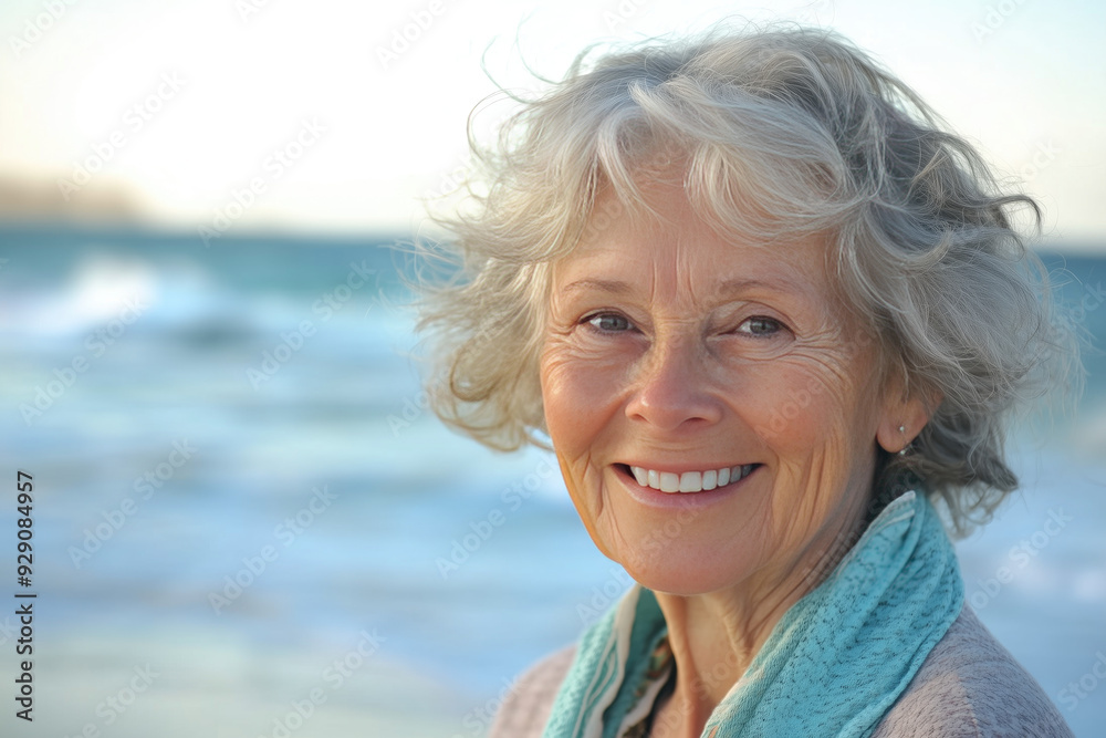 Smiling senior woman at the beach Smiling senior woman at the beach