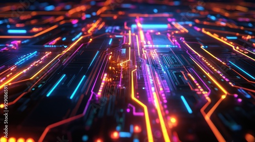 Abstract Neon Circuitry