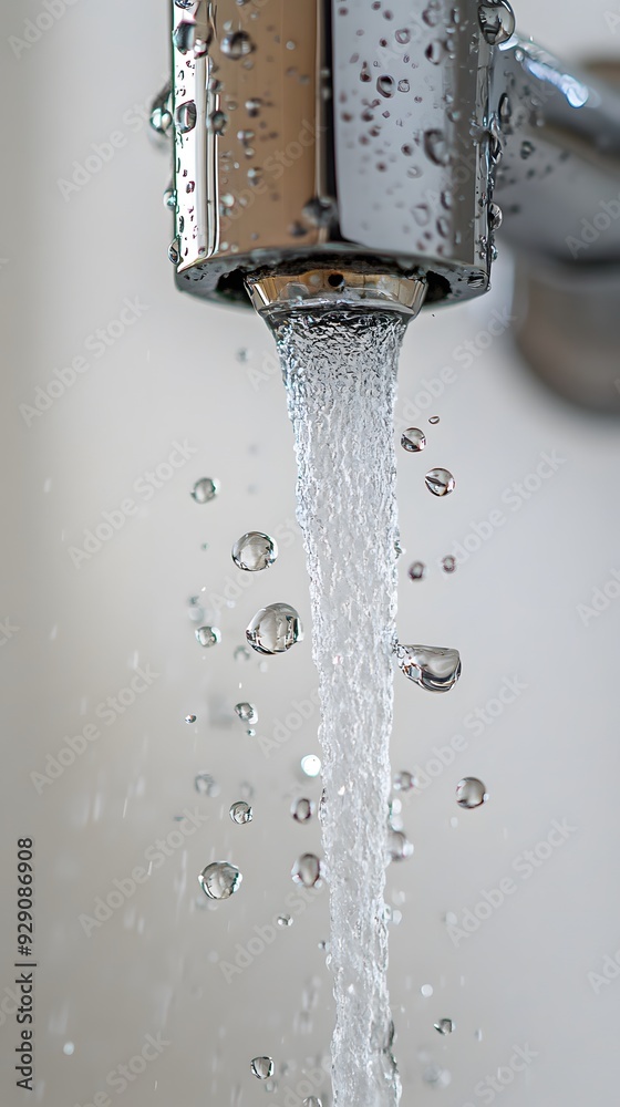 Water Running and Dripping on White Background, Abstract Image, Texture, Pattern, Wallpaper, Cover and Screen of Smartphone, Cell Phone, Computer, Laptop, 9:16 and 16:9 Format