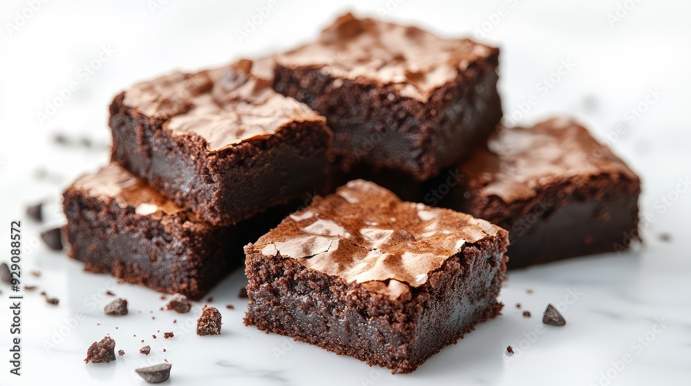 Hyperrealistic 4K Photo of Freshly Baked Chocolate Brownies on White Background - Perfect for Dessert and Food Photography Hyperrealistic 4K Photo of Freshly Baked Chocolate Brownies on White Background - Perfect for Dessert and Food Photography
