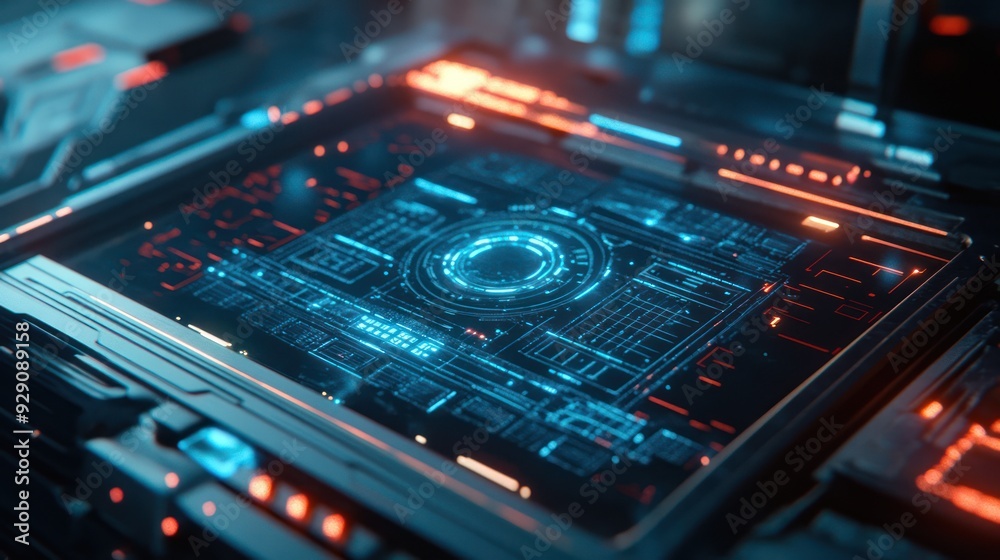 Fototapeta premium Futuristic Interface Design with Glowing Lines