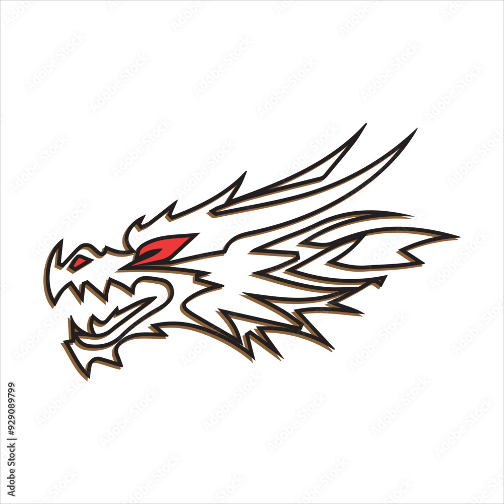 dragon. logos and tattoos. black and white outline design style. Suitable for e-sports, games, squads, etc. design template vector dragon. logos and tattoos. black and white outline design style. Suitable for e-sports, games, squads, etc. design template vector