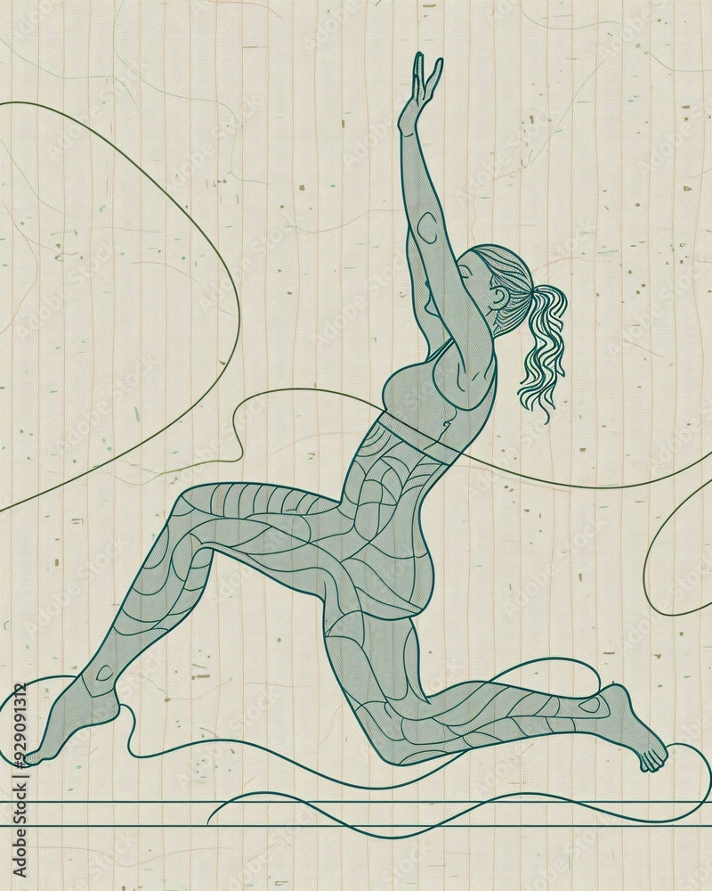 Φωτογραφία Mindful Movement in Minimalist Art - A drawing of a woman in a sports outfit