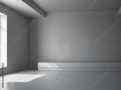 In a empty room  sunlight streams through a window  casting delicate shadows on the floor. The serene atmosphere exudes calmness. AI generated.