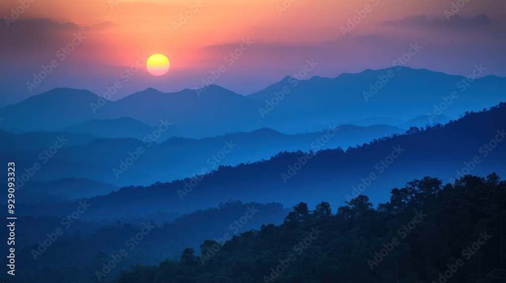 Mountain Silhouette at Sunset Mountain Silhouette at Sunset