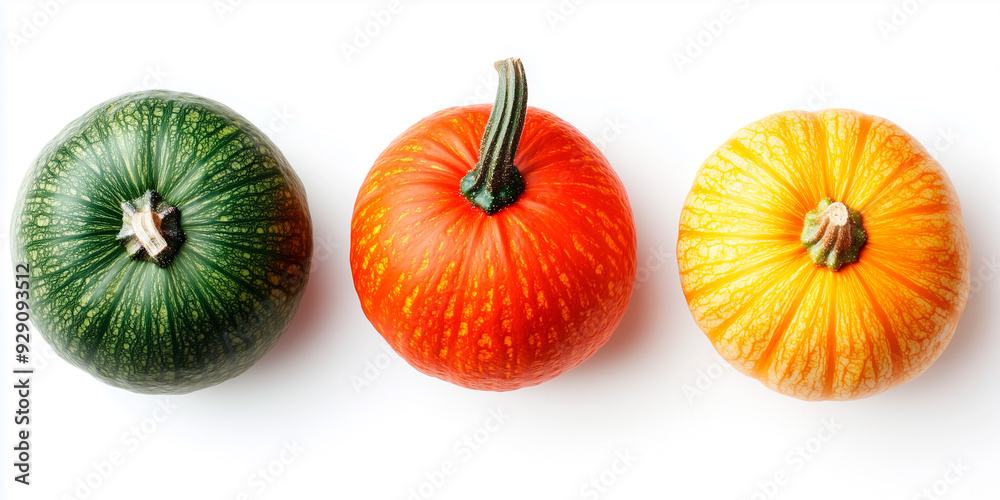 Three Colorful Pumpkins in a Row Three Colorful Pumpkins in a Row