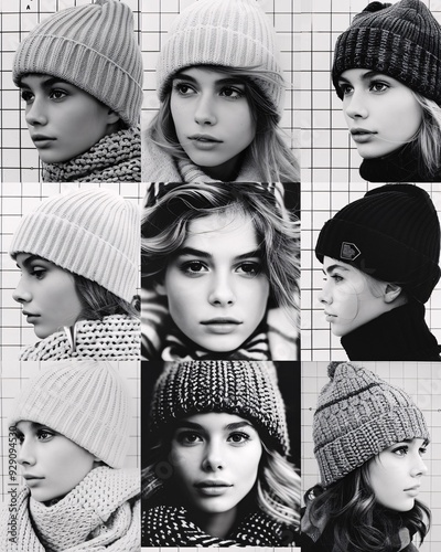 Striking Icons Sketching Human Diversity - A collage of a woman wearing knit hats