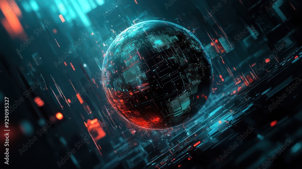 Fototapeta premium Abstract Digital Sphere in a Futuristic Cyberspace