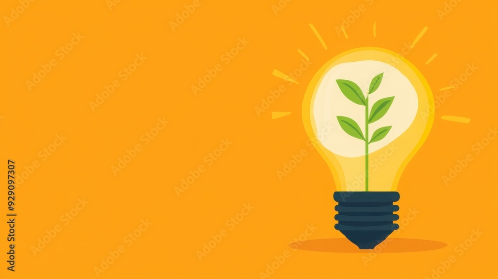 Light bulb with growing plant inside, idea and growth concept, flat design illustration Light bulb with growing plant inside, idea and growth concept, flat design illustration