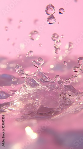 Water Running and Dripping on Pink Background, Abstract Image, Texture, Pattern, Wallpaper, Cover and Screen of Smartphone, Cell Phone, Computer, Laptop, 9:16 and 16:9 Format