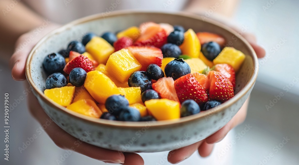 Fresh Mixed Berries in a Bowl Held by Hands Fresh Mixed Berries in a Bowl Held by Hands