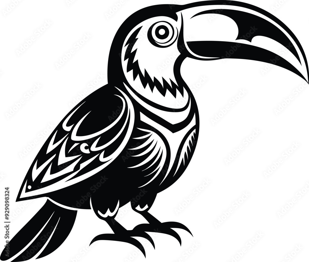 Toucan bird silhouette illustration black and white Toucan bird silhouette illustration black and white