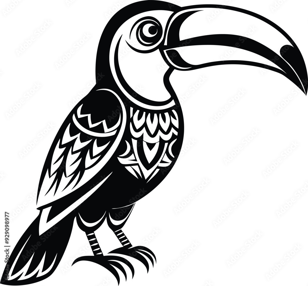 Toucan bird silhouette illustration black and white Toucan bird silhouette illustration black and white