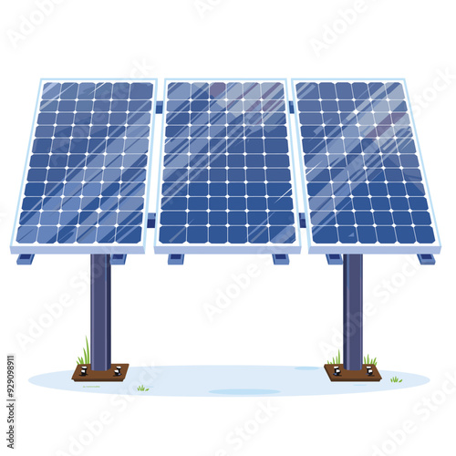  Solar battery panel system illustrated in a flat, modern style