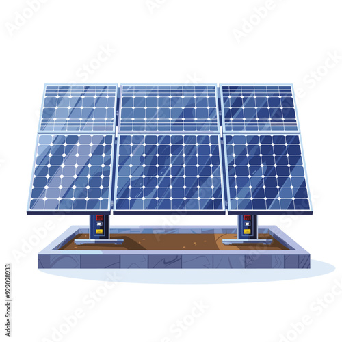  Solar battery panel system illustrated in a flat, modern style