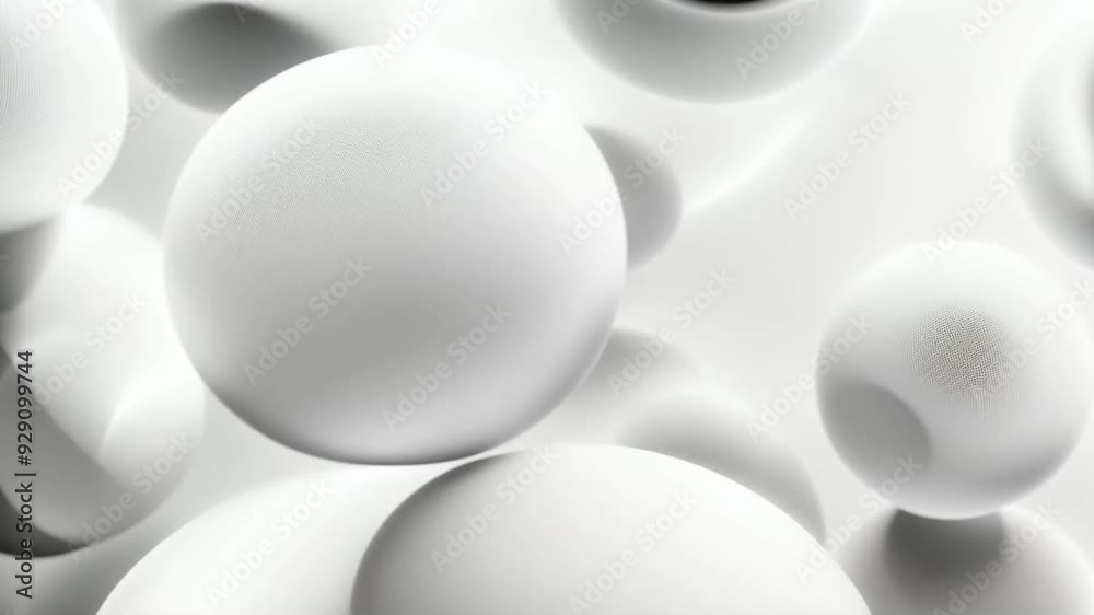 Looped seamless animation with 3d white sphere bubbles on white liquid fluid background, abstract flowing footage. Looped seamless animation with 3d white sphere bubbles on white liquid fluid background, abstract flowing footage.