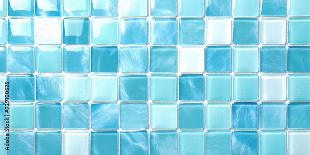 This is a beautifully crafted mosaic featuring blue glass tiles, meticulously arranged to evoke the serene beauty of the ocean, making it an ideal choice for contemporary modern interiors This is a beautifully crafted mosaic featuring blue glass tiles, meticulously arranged to evoke the serene beauty of the ocean, making it an ideal choice for contemporary modern interiors