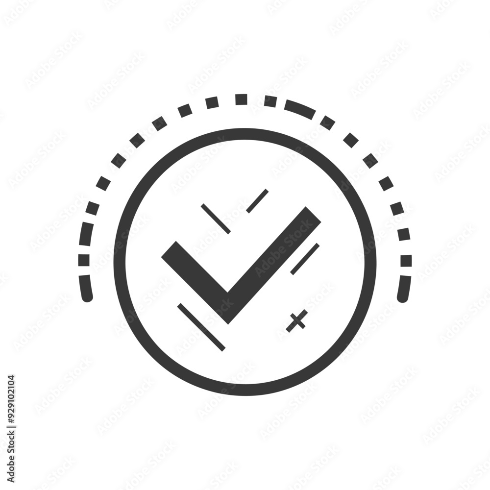 Checkmark Icon with Dashed Circle Border Checkmark Icon with Dashed Circle Border