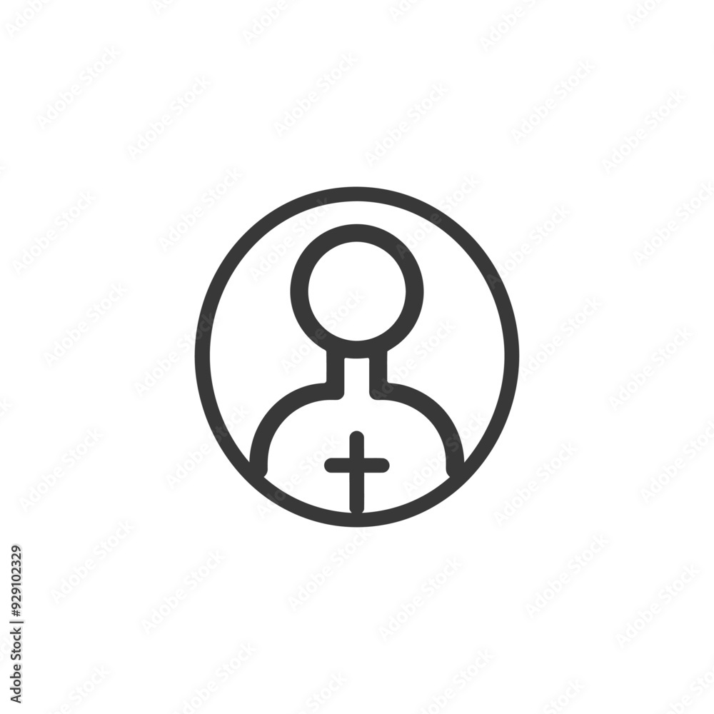 Circle with Person Icon with Cross Inside Circle with Person Icon with Cross Inside