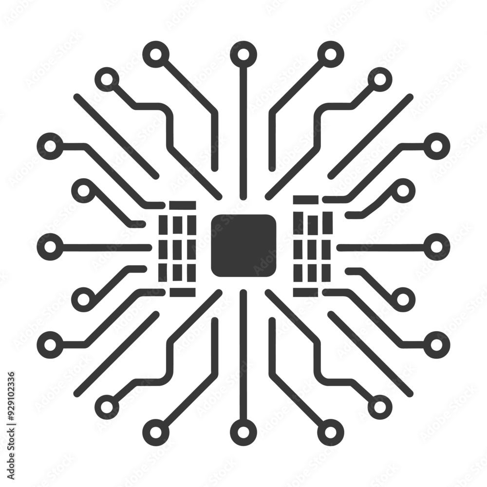 Fototapeta premium Circuit Board with Integrated Chip and Multiple Connections