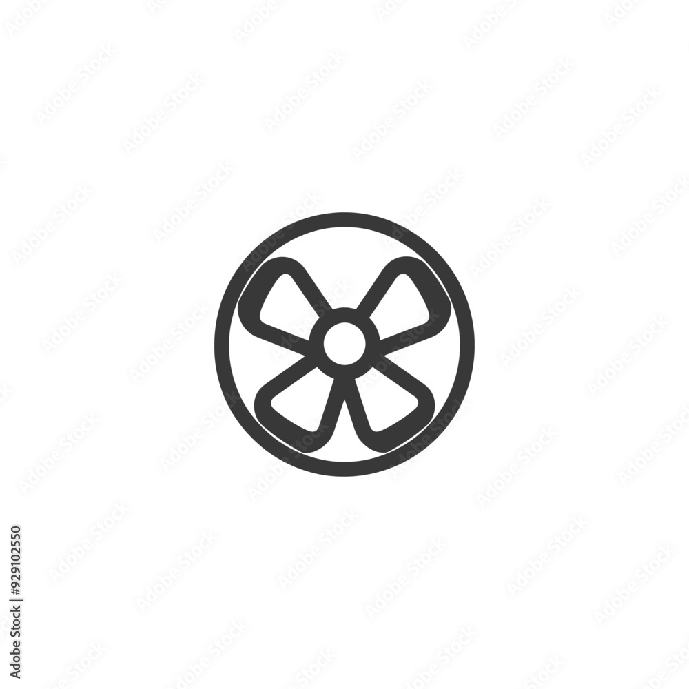 Circular Icon of a Four Bladed Fan Circular Icon of a Four Bladed Fan