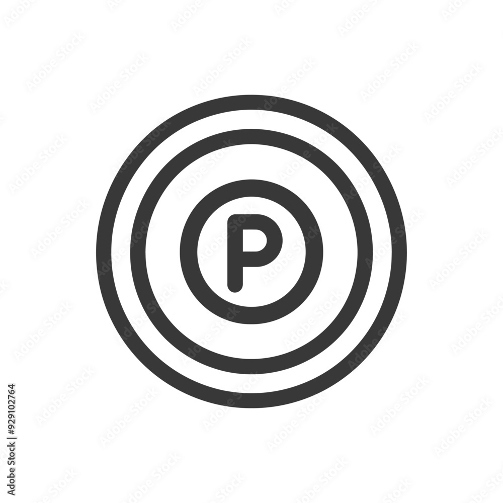Circular Symbol with Letter P and Double Ring Circular Symbol with Letter P and Double Ring