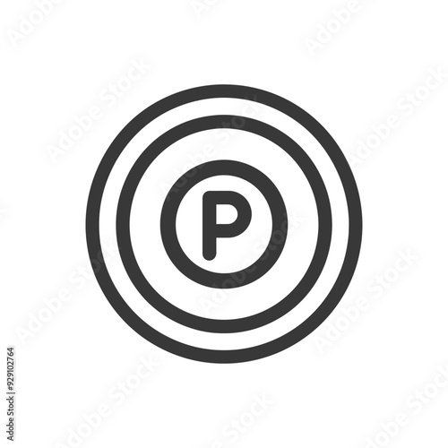 Circular Symbol with Letter P and Double Ring