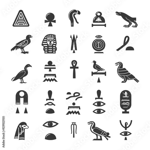 Collection of Ancient Egyptian Hieroglyphics and Symbols