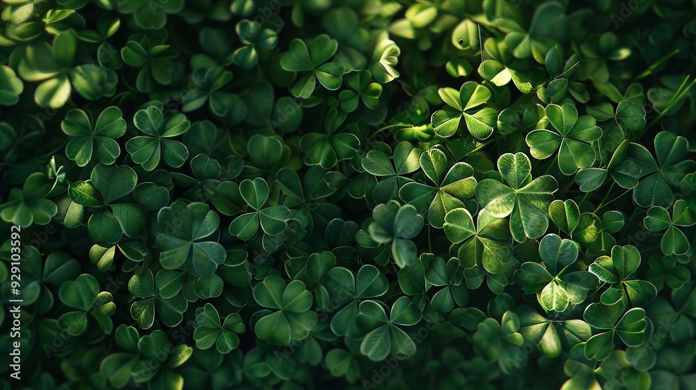 Close-Up View of Lush Green Clover Leaves with Beautiful Natural Light. Generative AI Close-Up View of Lush Green Clover Leaves with Beautiful Natural Light. Generative AI