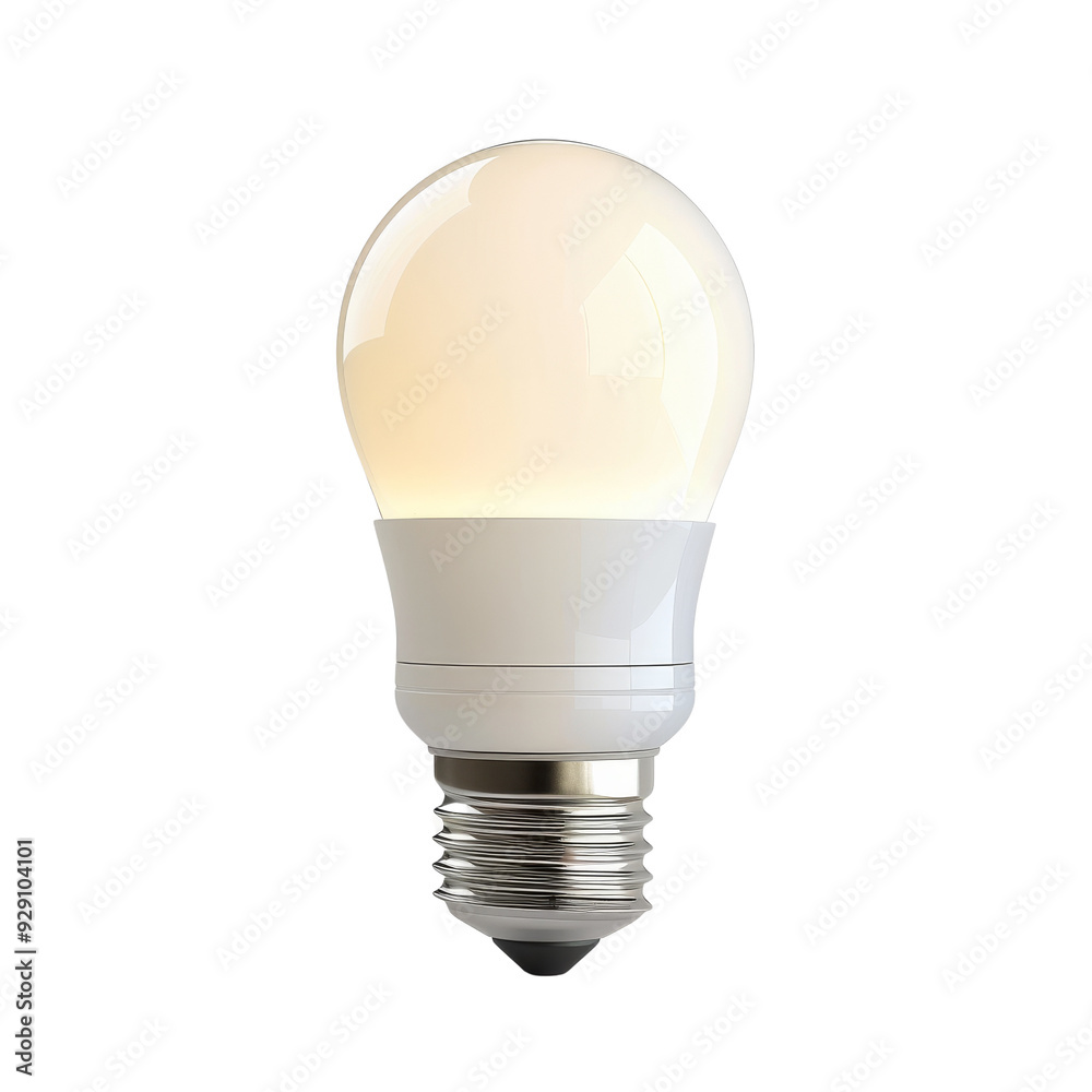 A modern LED light bulb emitting a warm glow, isolated on white background, transparent background. A modern LED light bulb emitting a warm glow, isolated on white background, transparent background.