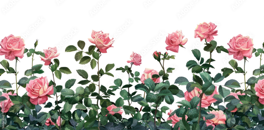 PNG Pink roses garden illustration PNG Pink roses garden illustration