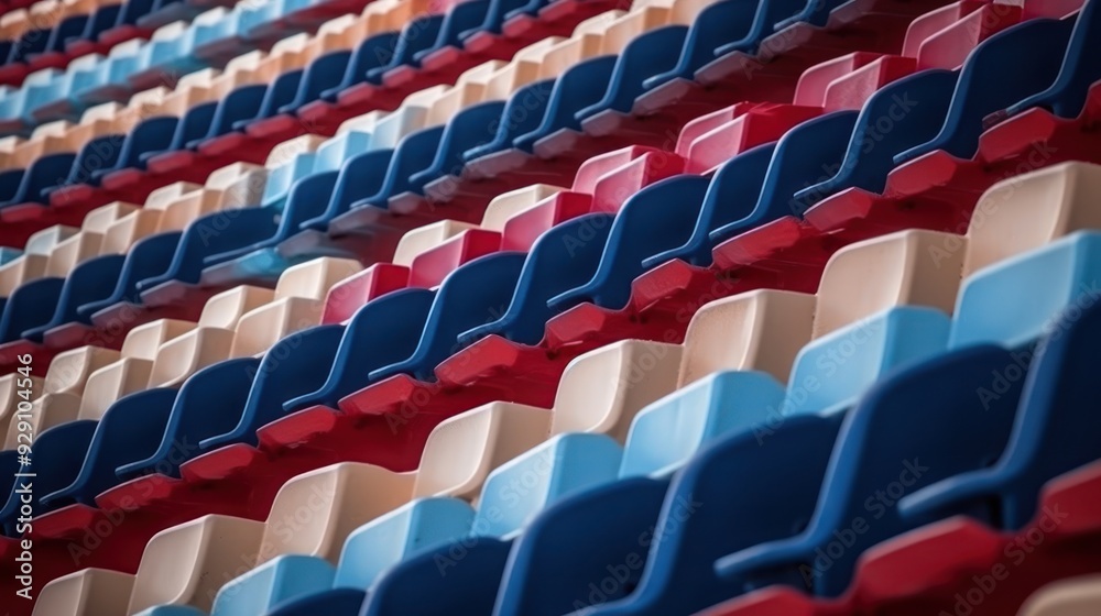 Fototapeta premium Stadium Seating: A Pattern of Color and Form