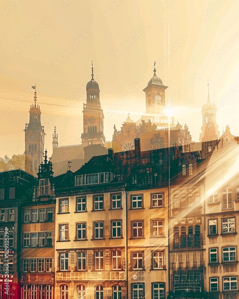 Nurnberg Modern City Skyline Art Deco Poster Print - A sun shining through a window Nurnberg Modern City Skyline Art Deco Poster Print - A sun shining through a window