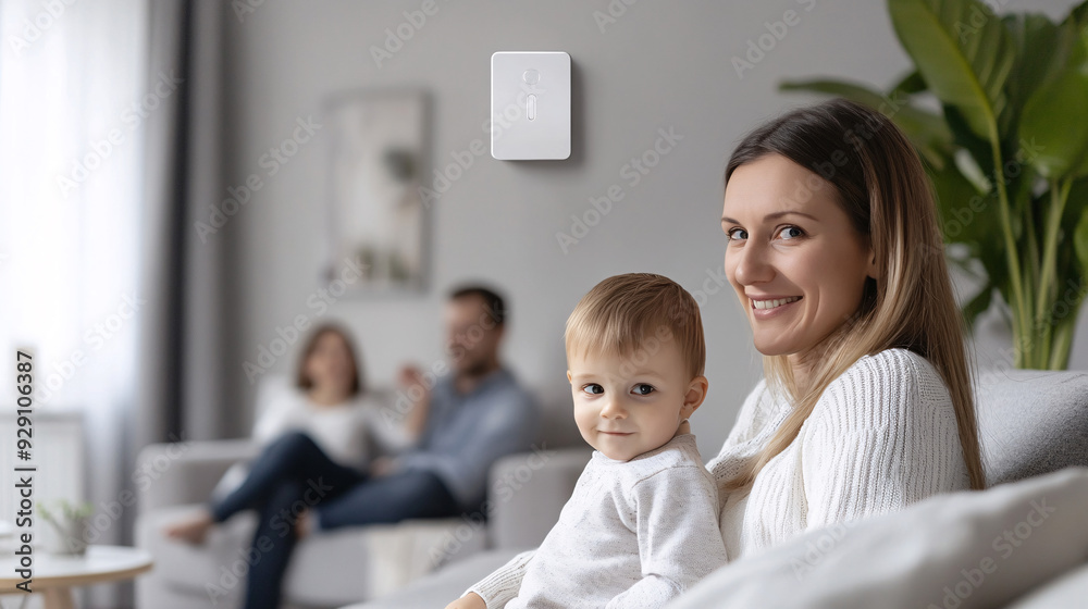 controlling home temperature with electronic thermostat mounted on the wall in living room at home. Concept of modern technologies and smart home controlling home temperature with electronic thermostat mounted on the wall in living room at home. Concept of modern technologies and smart home
