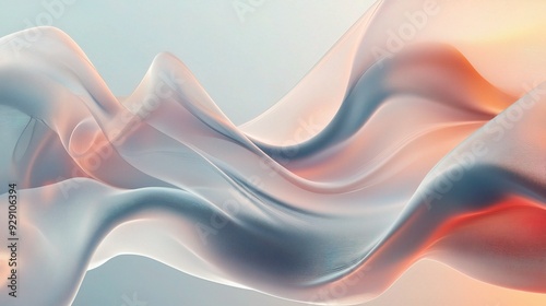 Wallpaper Mural Abstract Flow: A mesmerizing abstract background with ethereal, swirling, translucent shapes in soft shades of blue, pink, and orange, evoking a sense of movement and tranquility. Torontodigital.ca