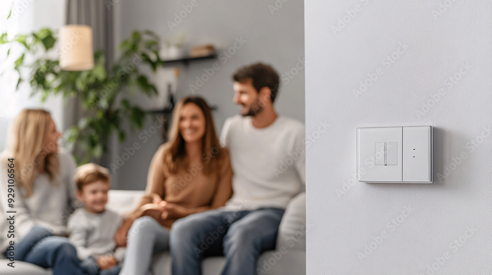 controlling home temperature with electronic thermostat mounted on the wall in living room at home. Concept of modern technologies and smart home controlling home temperature with electronic thermostat mounted on the wall in living room at home. Concept of modern technologies and smart home