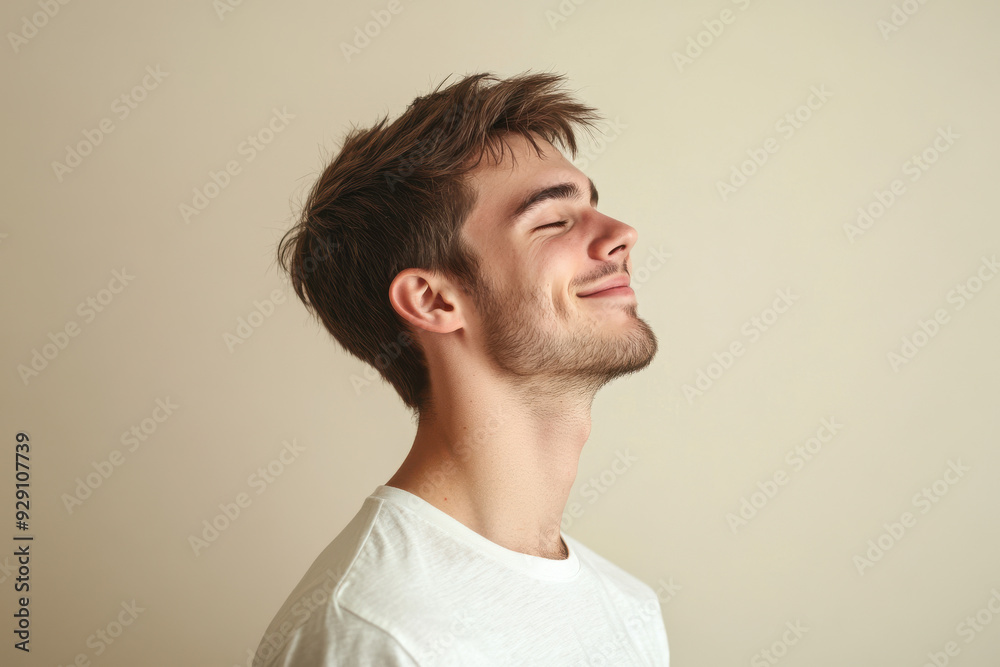 A close up of a man's face with his eyes closed A close up of a man's face with his eyes closed