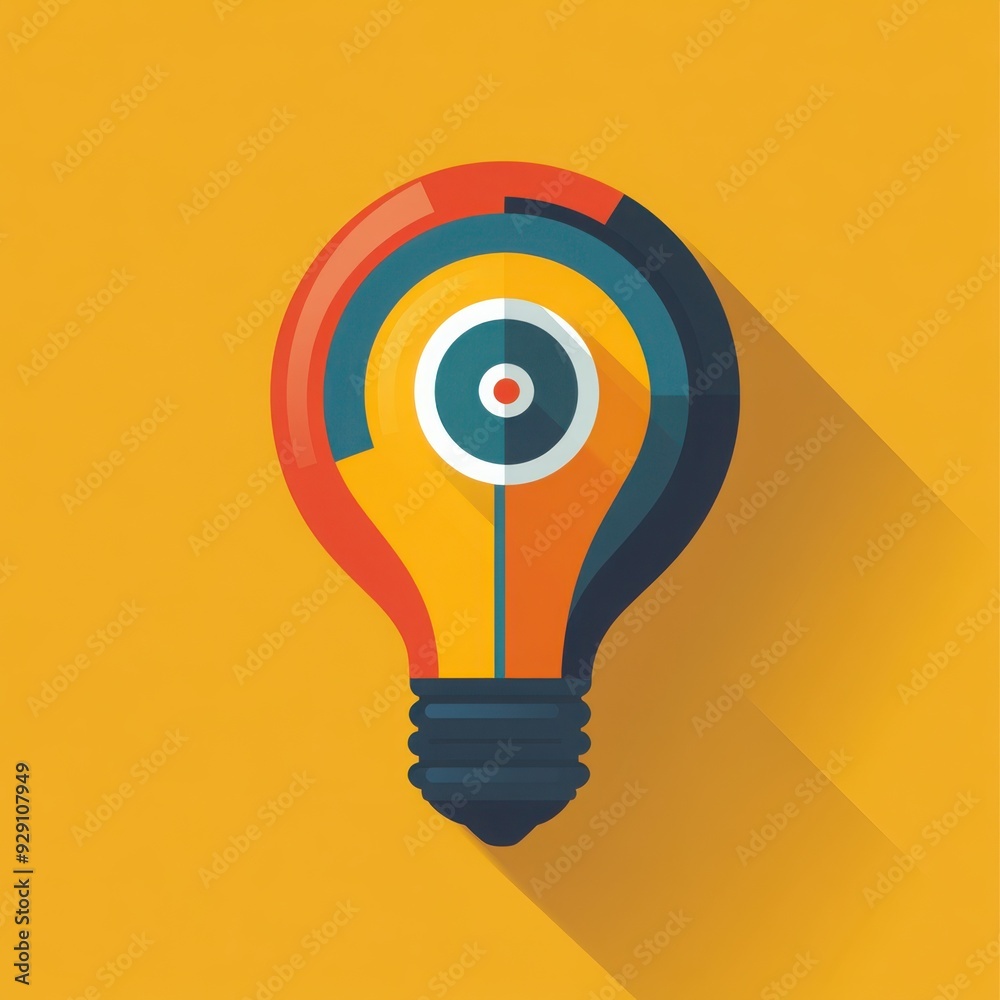 Light bulb with target, focused ideas driving growth, flat design illustration Light bulb with target, focused ideas driving growth, flat design illustration