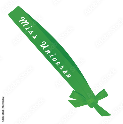 Green Miss Universe ribbon. vector