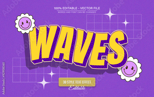 Yellow Wave Retro Vintage Style Text Effect Editable