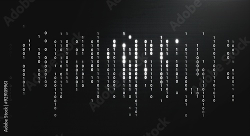 A black and white image of a series of numbers and dots