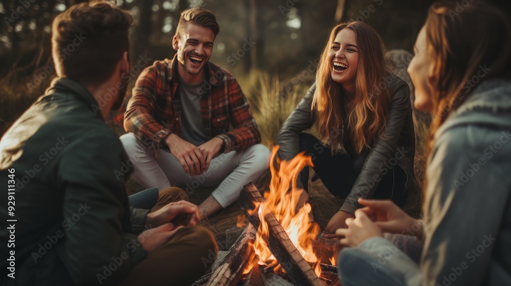 Obraz premium All together in front of the fire
