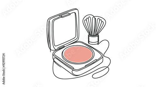square compact mirror with brush line art vector