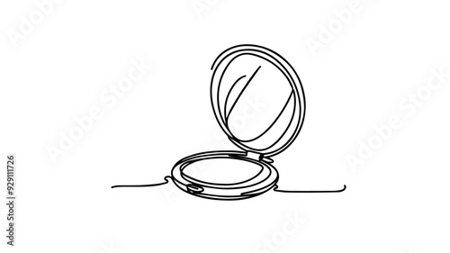 compact mirror line art drawing