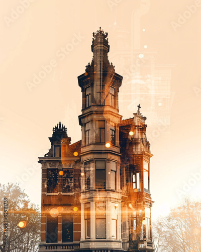 Alphen aan den Rijn Skyline Sparks City Icon Art - A building with a tower photo