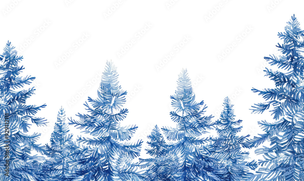 Obraz premium PNG Vintage drawing Christmas trees vegetation outdoors woodland.
