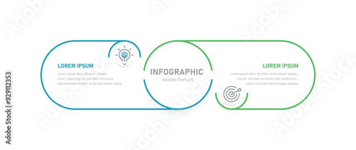 Two-stage thin infographics for presentations with changeable icons