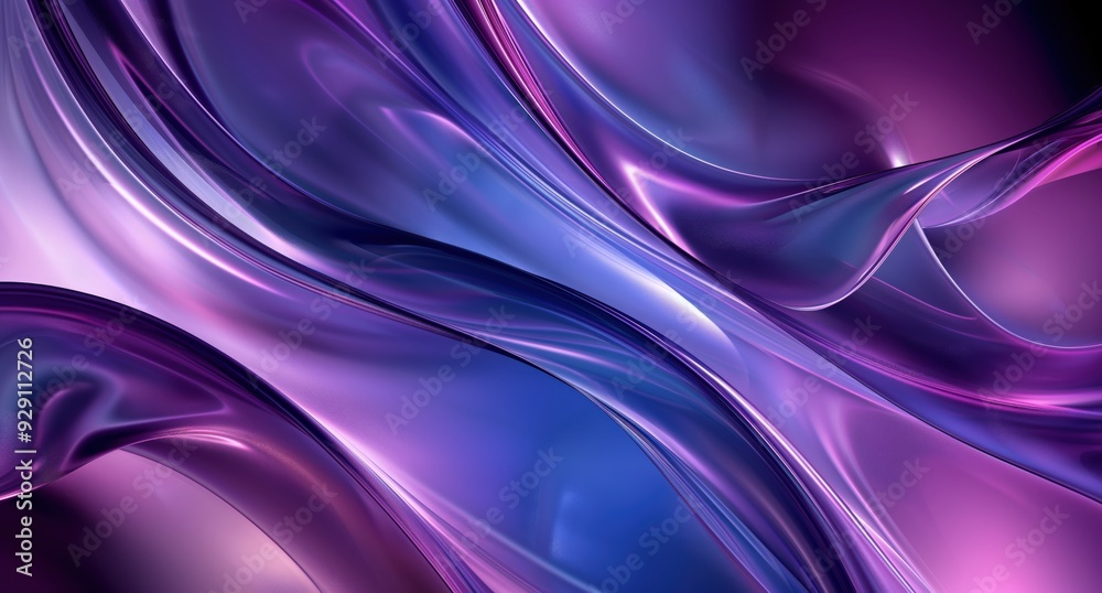 A purple and blue abstract painting with a lot of curves and swirls